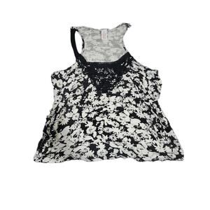 Candie's xl sleeveless black/white floral tank top